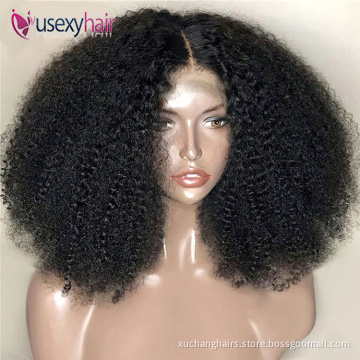 Kinky curly HD full lace human hair closure frontal wig for black women afro wig HD lace wig raw hair wholesale vendors